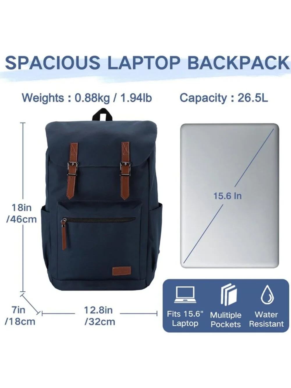 Water-Resistant Men's Backpack, Anti-Theft Casual Daypack for Travel & Hiking